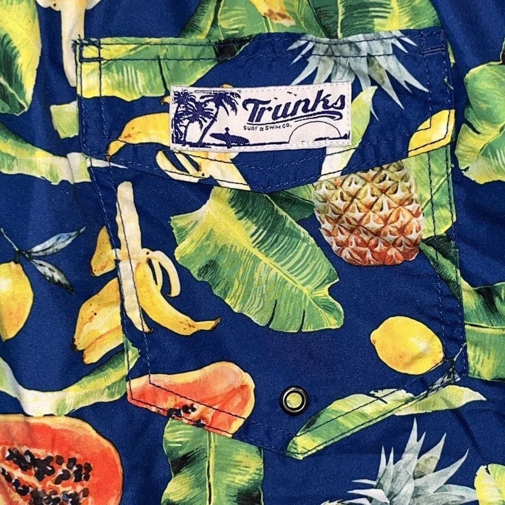 Trunks Surf & Swim Co Short Men's XXL Lined Pineapple‎ Banana Leaf Bathing Suit